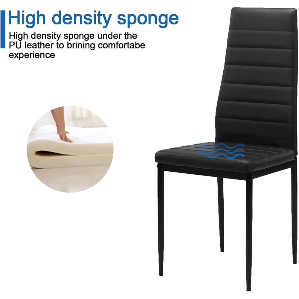 Portland 4 Seater Leather Dining Set Oak Effect and Black Image 7