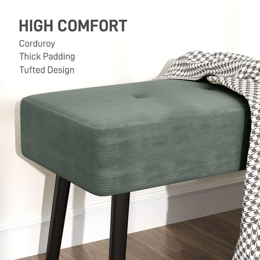 Portland Green End of Bed Bench with Thick Padding Image 6