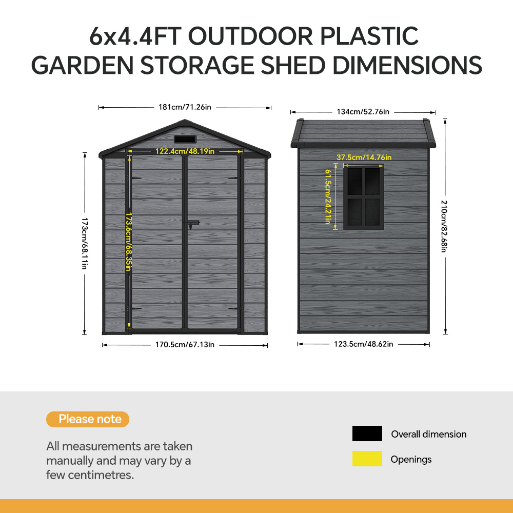Living and Home 6 x 4ft Plastic Apex Garden Storage Shed with Window Image 8