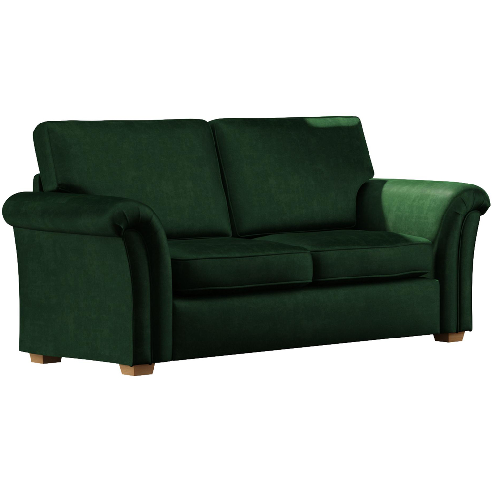 Castleacre 5 Seater Forest Green Plush Velvet Fixed Back Sofa Set Image 3