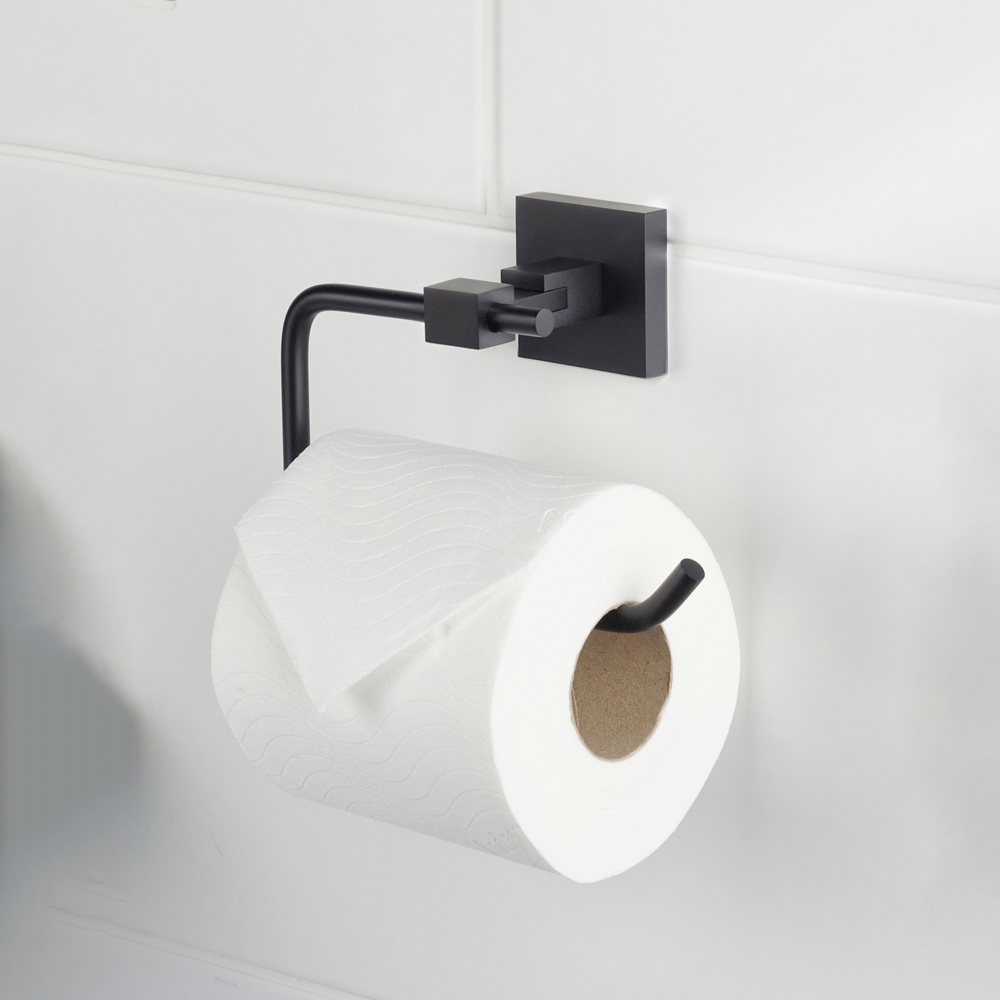 Bristan Solid Brass Matt Black Wall Mounted Square Toilet Roll Holder Image 3