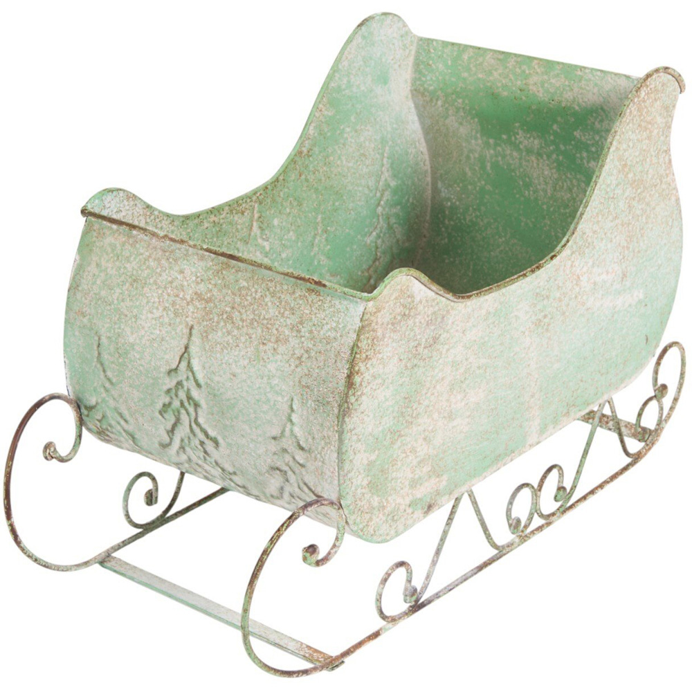 Rustic Metal Sleigh Green Image 1