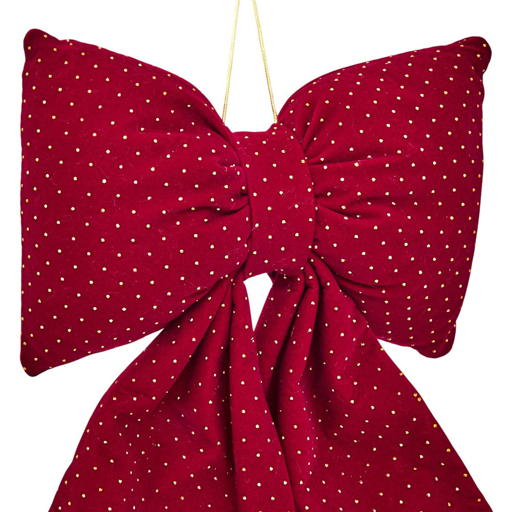 Diamante Plush Bow Decoration Red Large Image 2