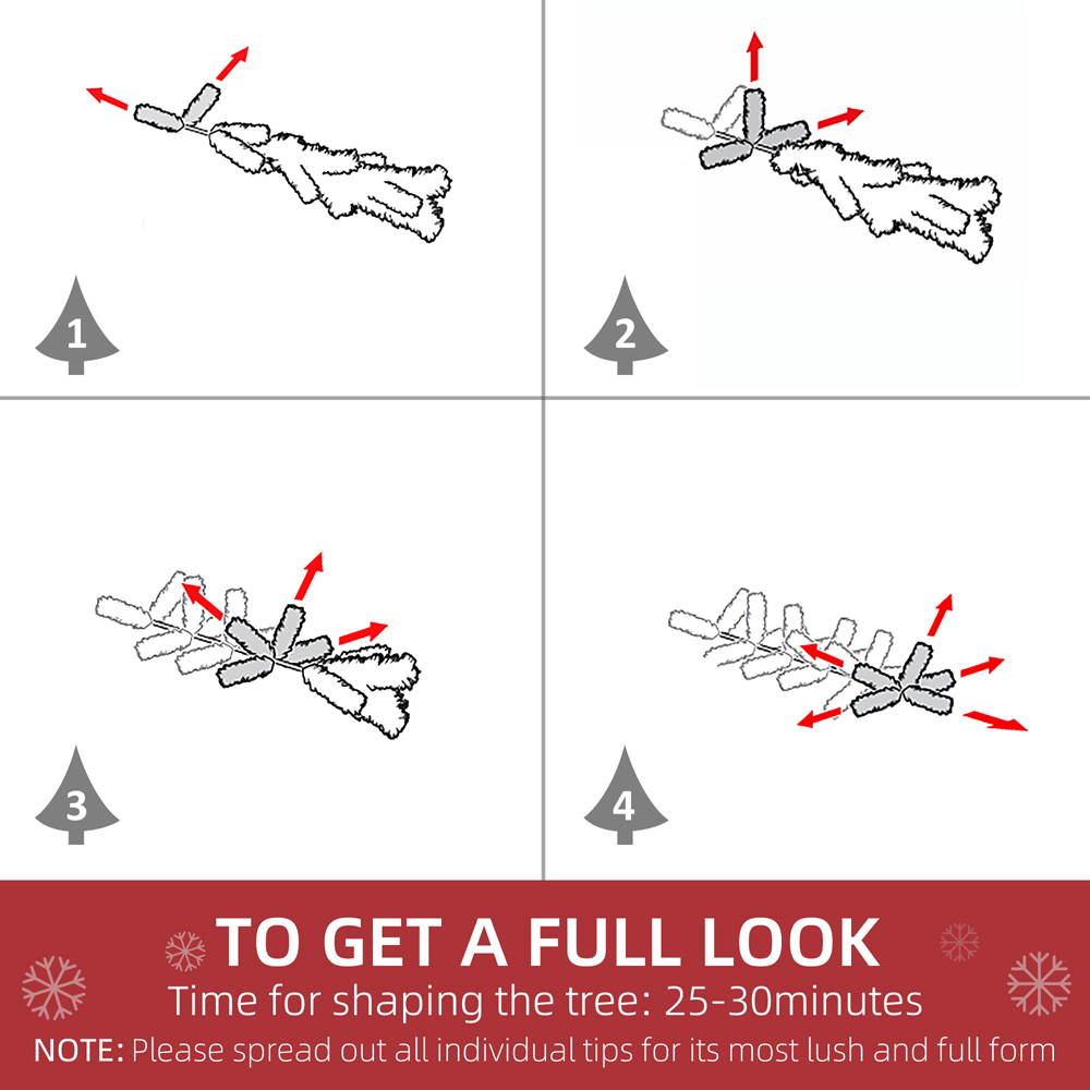 Everglow Green Snow Flocked Artificial Pine Christmas Tree with Steel Base 6ft Image 5