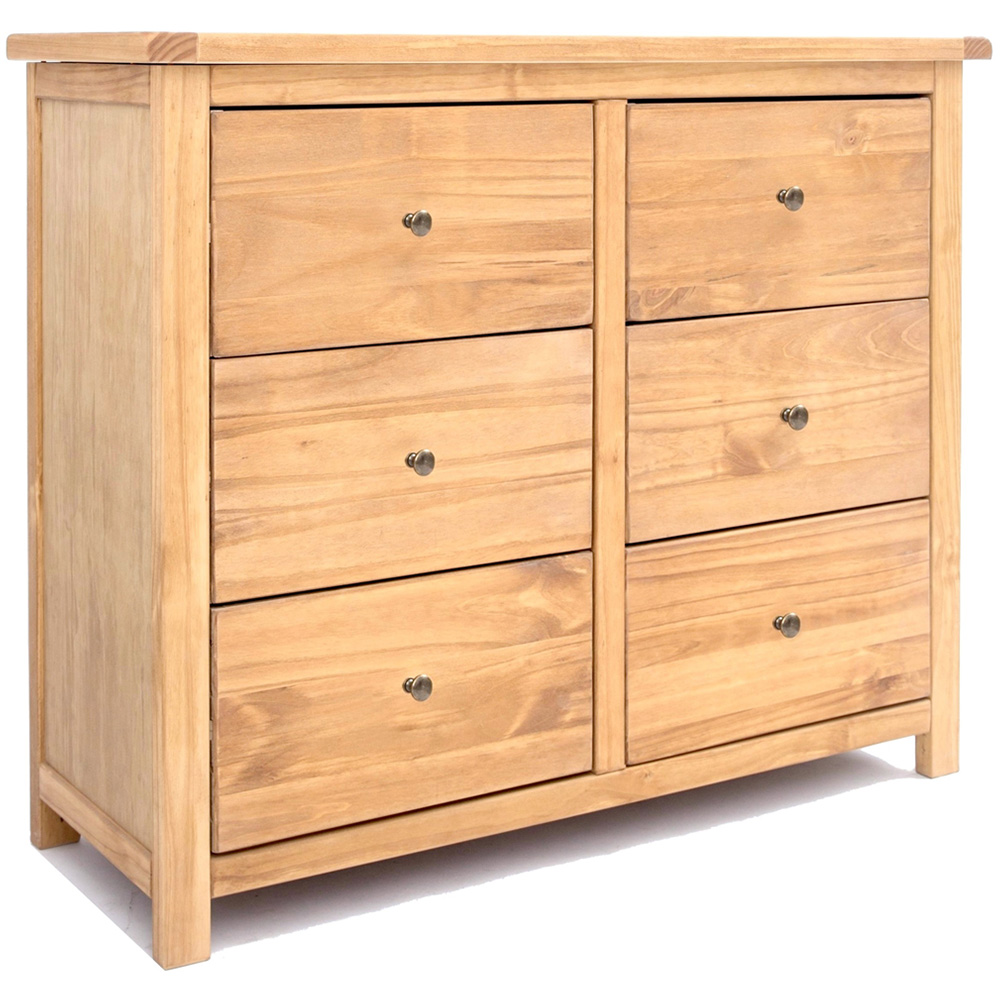 Cabinet Bits Lugo 6 Drawer Brown Brass Knob Chest of Drawers Image 2