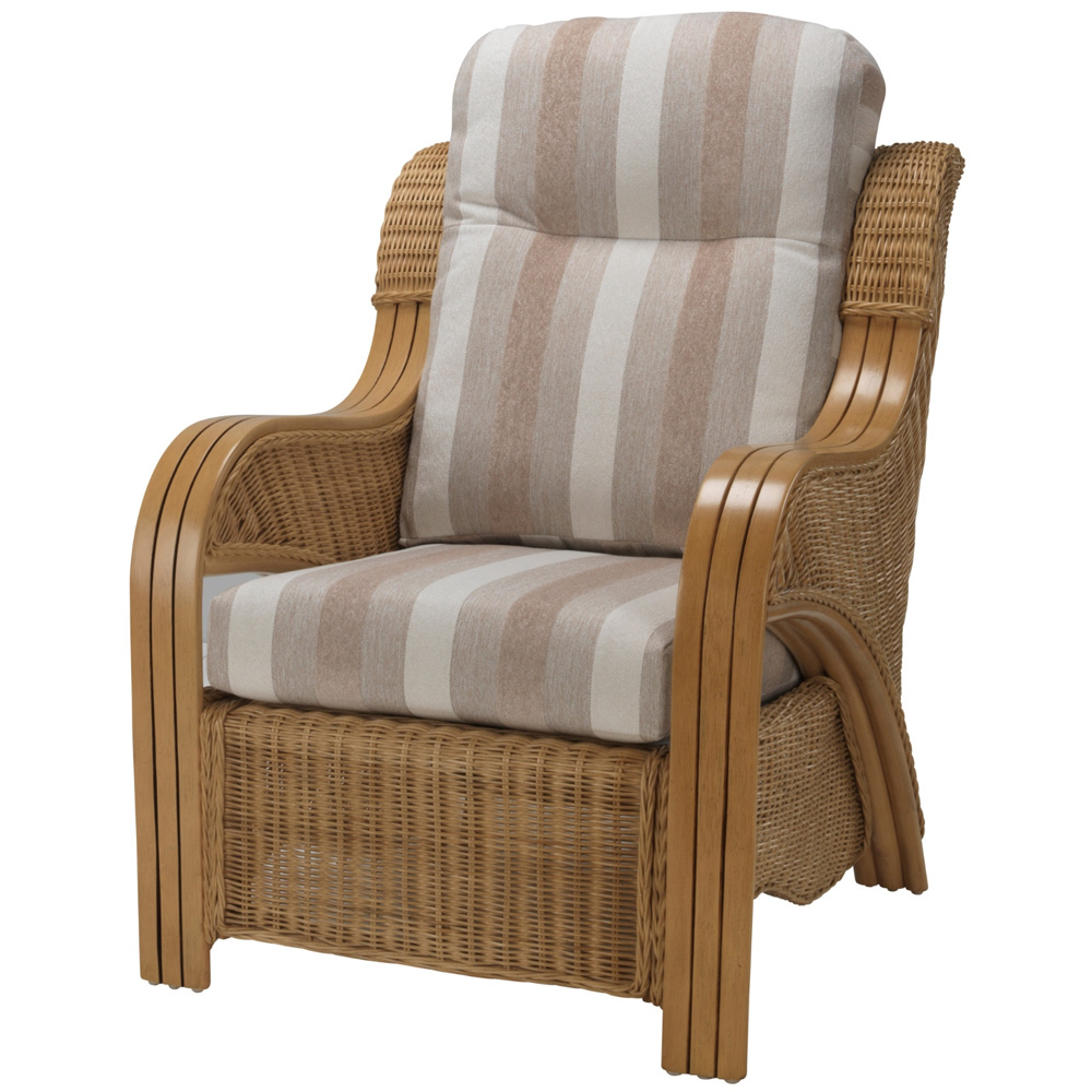Desser Furniture Opera Light Oak Natural Rattan Duke Beige Stripe Armchair Image 2