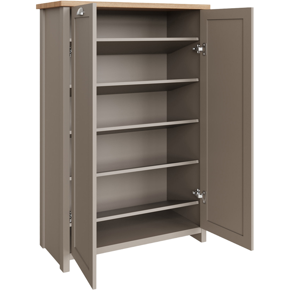 GFW Lancaster 2 Door Grey and Oak Tall Shoe Cabinet Image 3