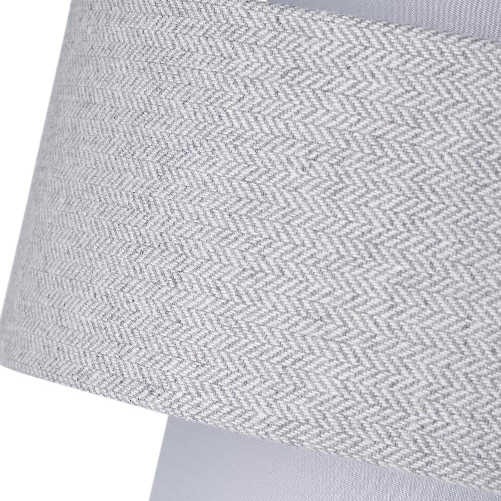 Happy Homewares Herringbone 3 Tier Grey Linen and Cotton Pendant Shade Image 3
