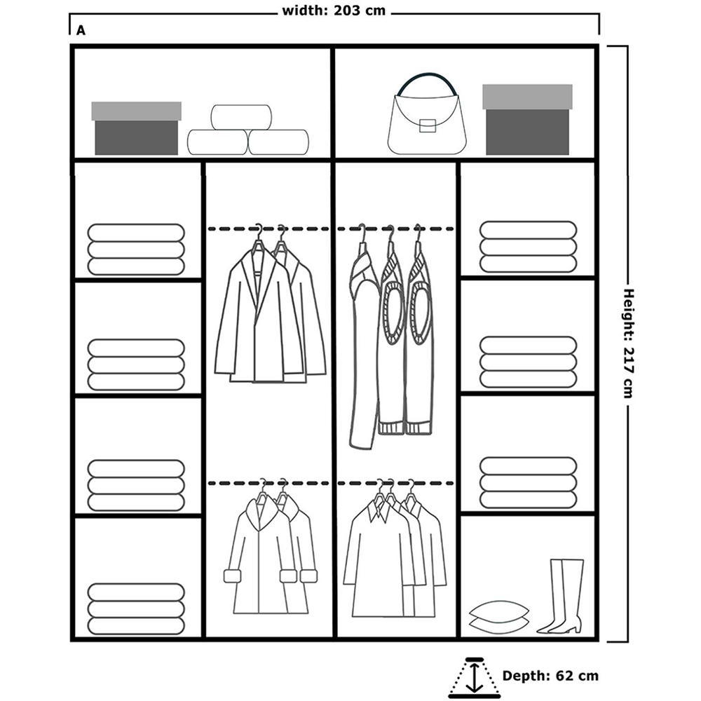 Sliding Wardrobes 4U Moon 2 Door Black Wide Mirrored Wardrobe Image 6