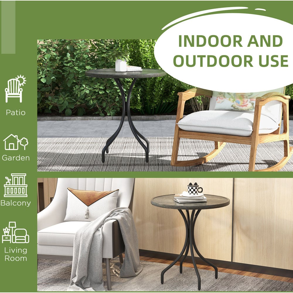 Outsunny Grey Round Garden Side Table Image 6