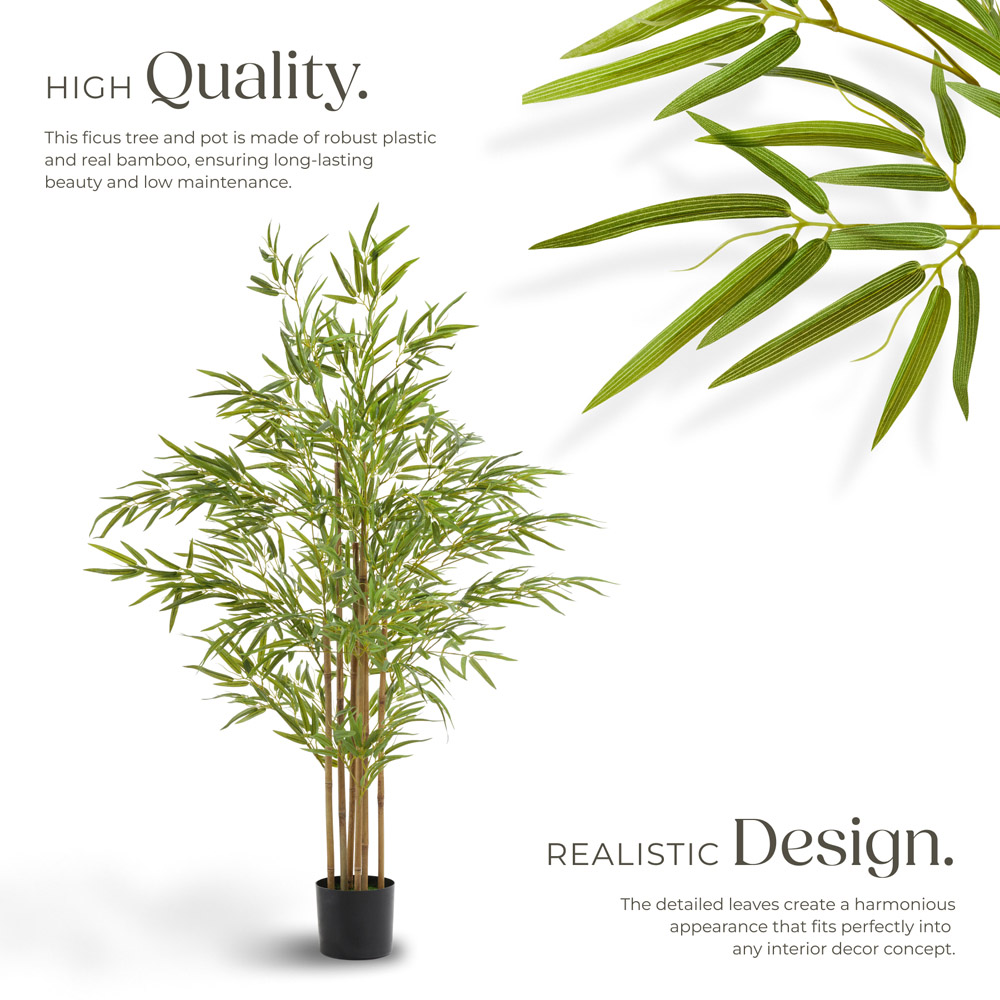 tectake Artificial Bamboo Plant in Pot 150cm Image 3