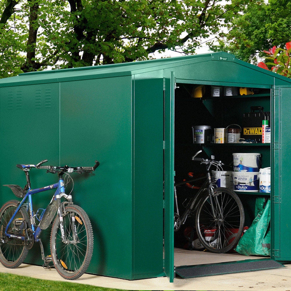 Asgard Gladiator 7 x 11ft Double Door Green High Security Apex Bike Shed Image 2