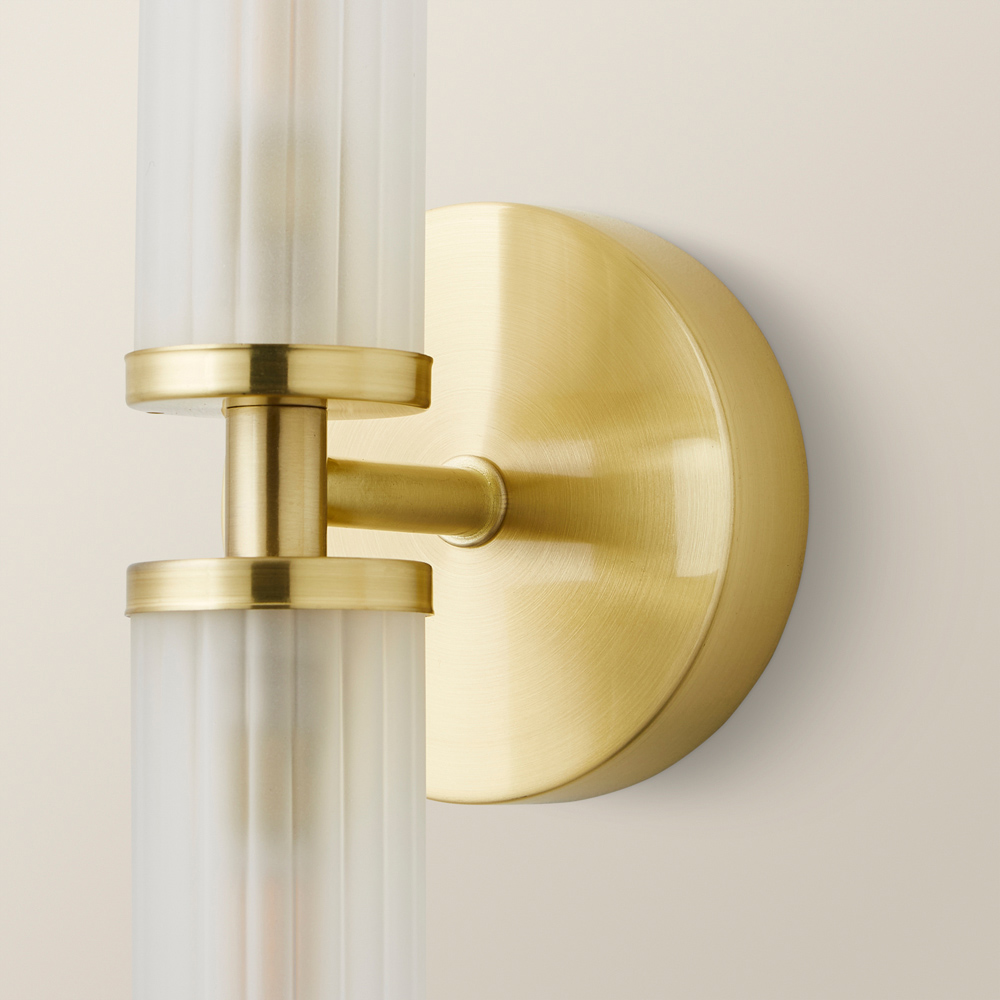 ValueLights Canya Matte Gold 2 Way Up Down Frosted Reeded Glass LED Wall Light Image 3