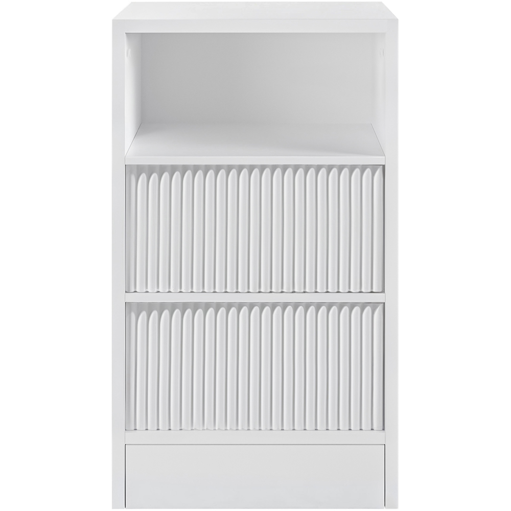 Flair Luca White Ribbed Mid Sleeper Bed with Chest and Cabinet Image 2