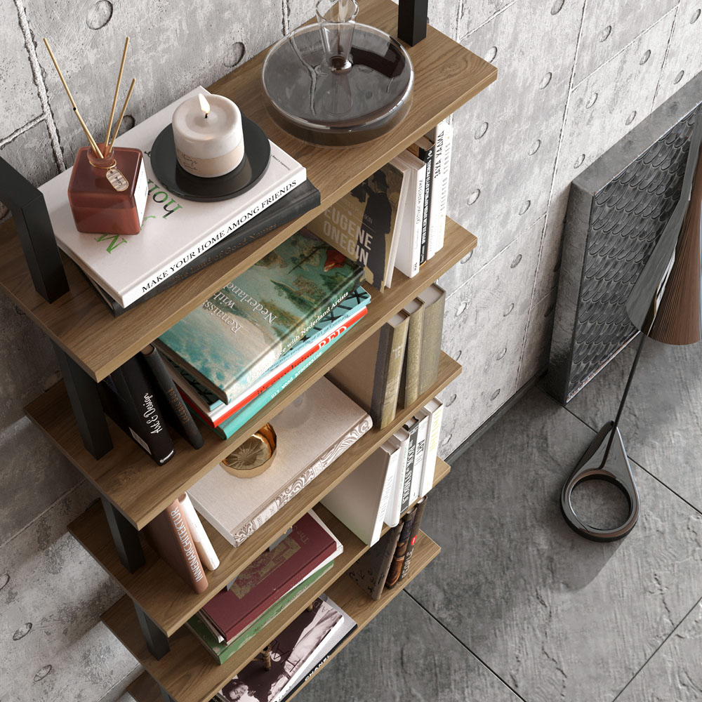 Decorotika Piante 5 Shelf Black and Oud Bookshelf Image 5
