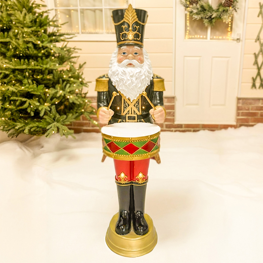 The Christmas Centre Green LED Lights Traditional Nutcracker Santa Drummer 4.5ft Image 2