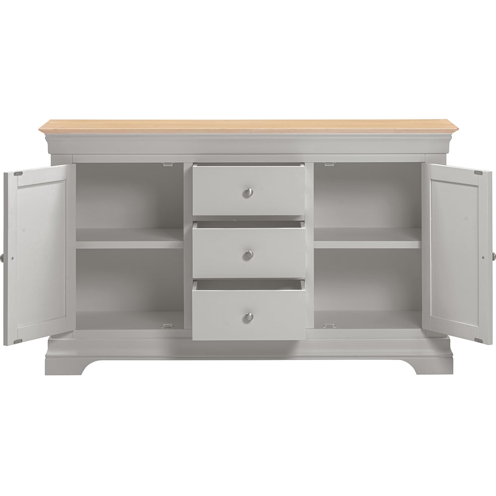 Seconique Bordeaux 2 Door 3 Drawer Pebble Grey and Oak Sideboard Image 3