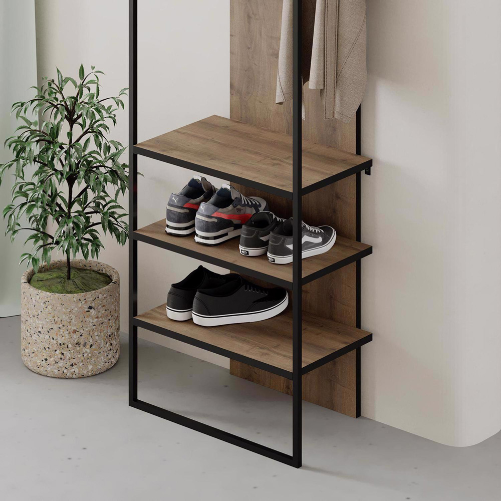 FWStyle Archy 3 Shelf Dark Oak Hallway Coat and Shoe Storage Rack Image 4