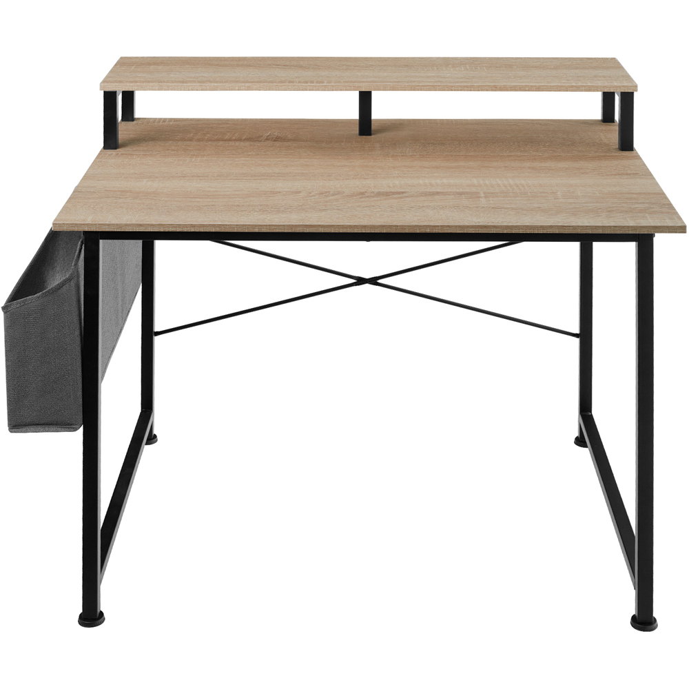 tectake Single Shelf Light Oak Sonoma Wooden Desk with Fabric Bag Image 3