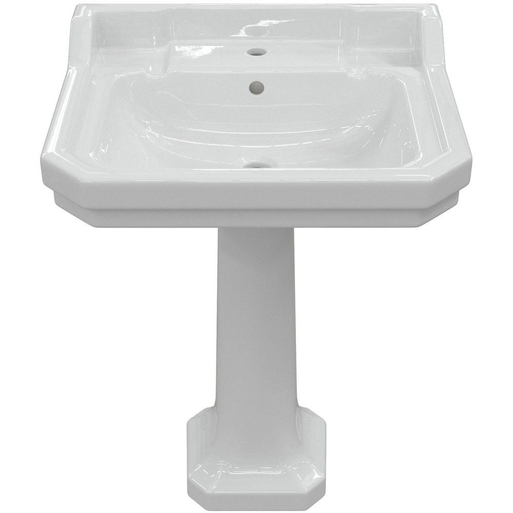 Bathstore Pelosa Single Tap Hole White Vitreous China Full Pedestal Basin 600 x 500mm Image 3