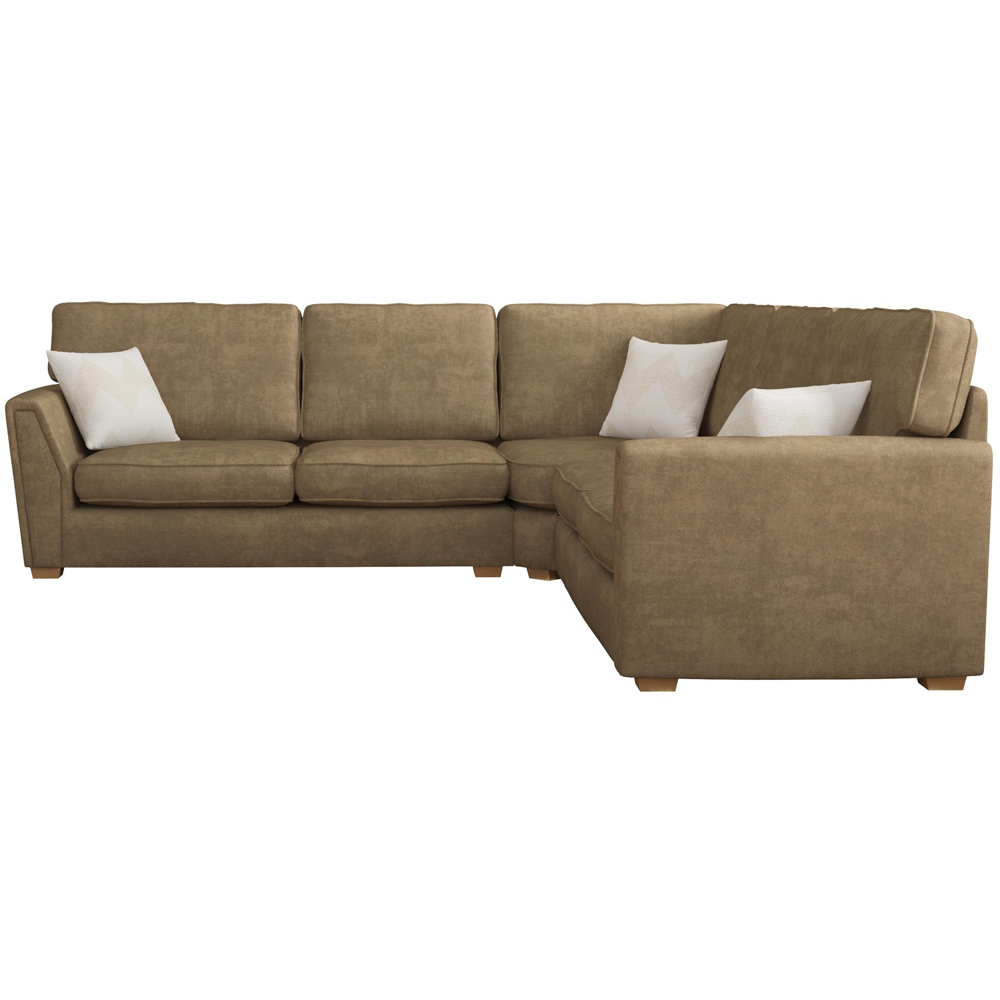 Wendleberry 4 Seater Mink Plush Velvet Fixed Back Corner Sofa Image 3