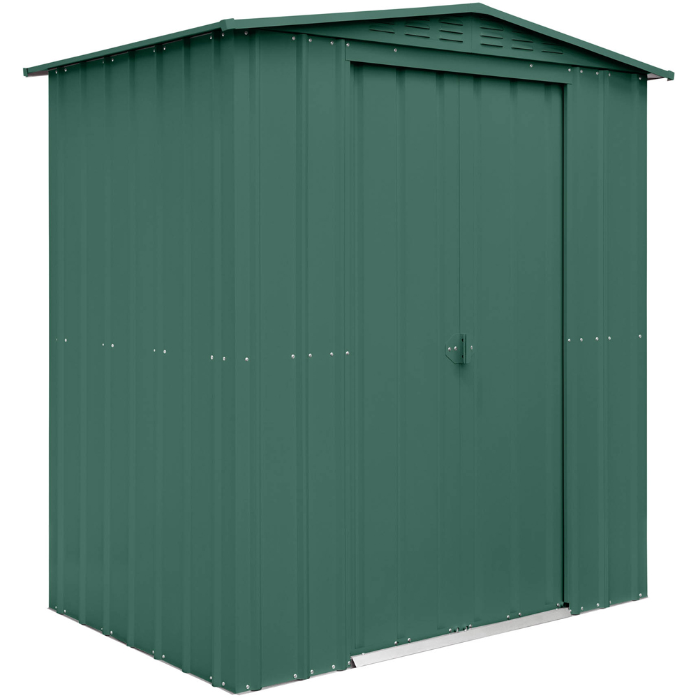 Globel 6 x 4ft 2 Door Green Metal Apex Garden Shed Image 1