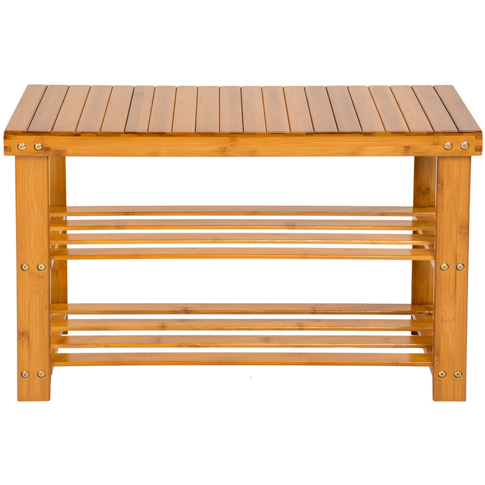 tectake 2 Shelf Shoe Rack with Bench Image 3