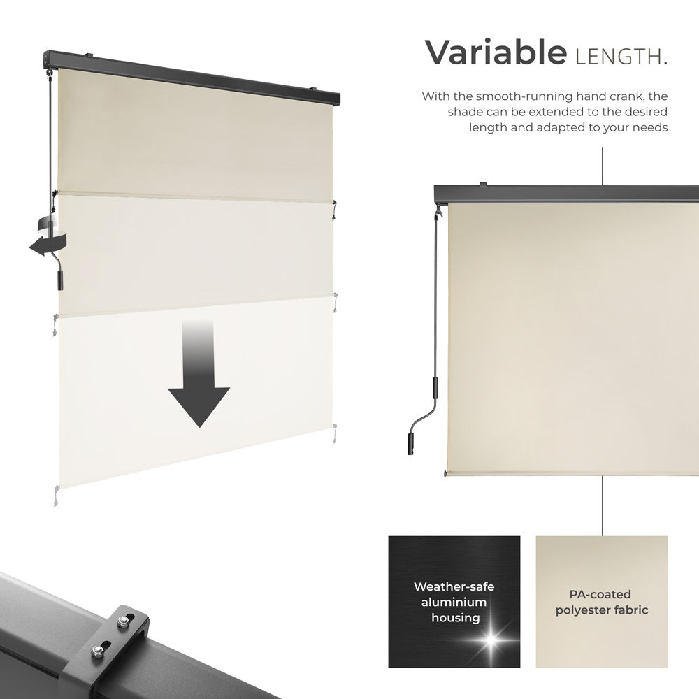 tectake Eloise Beige Vertical Awning with 2 Wall Brackets 1.6 x 2.5m Image 3