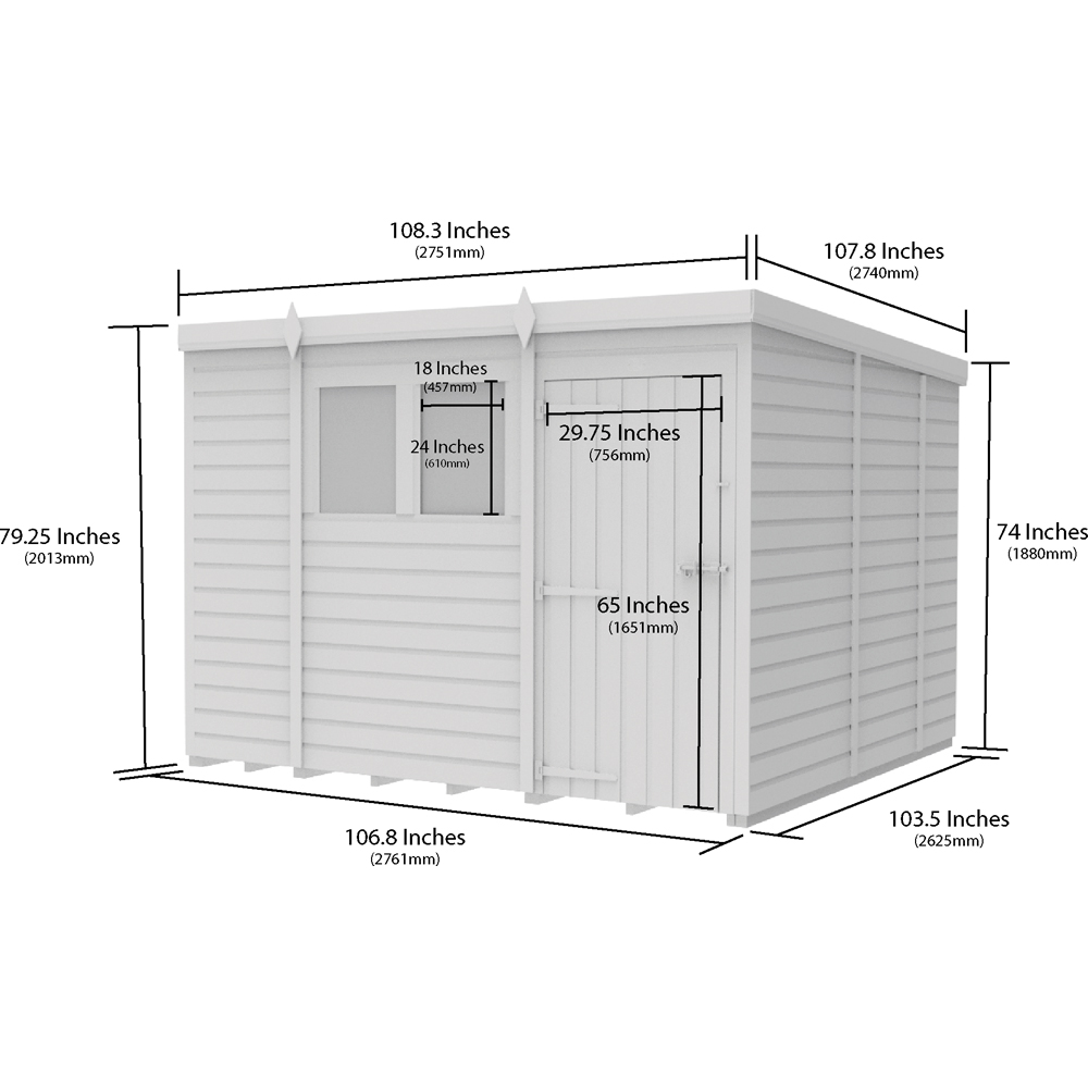 Foreverspaces 9 x 9ft Composite Board Pent Garden Shed Image 3