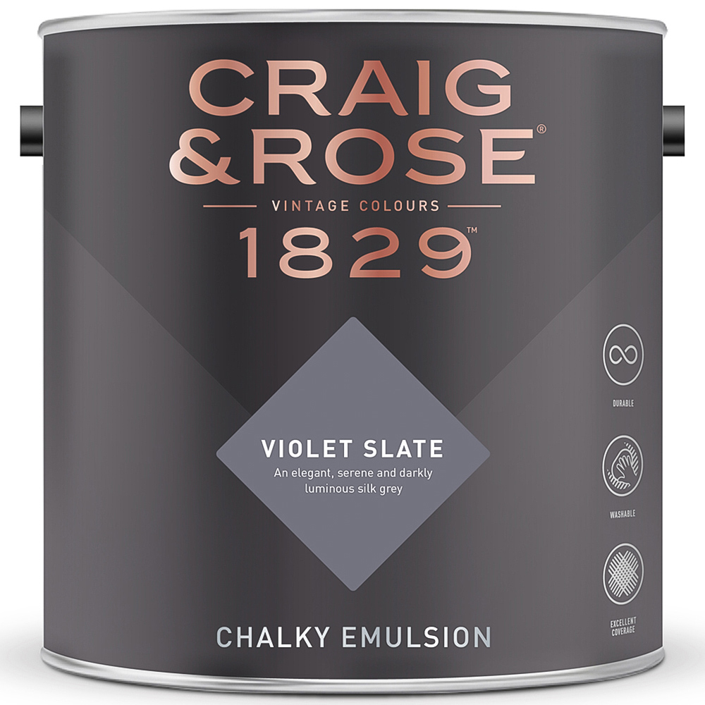 Craig & Rose 1829 Vintage Walls and Ceilings Violet Slate Chalky Matt Emulsion Paint 2.5L Image 2