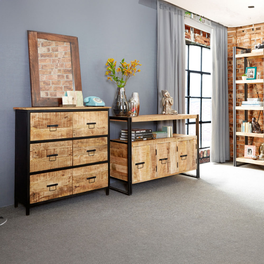 Brooklyn Carnaby 3 Door Single Shelf Industrial Sideboard Image 6