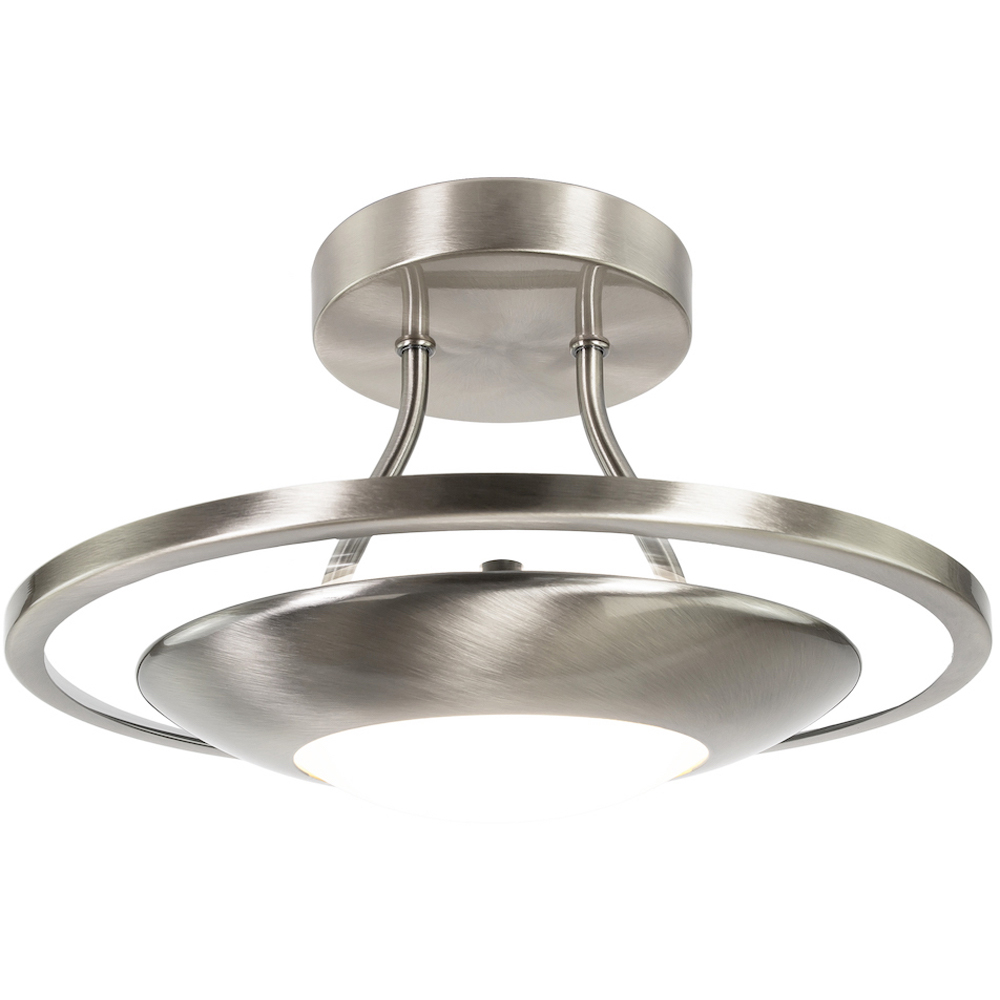 Happy Homewares Satin Nickel LED Semi Flush Ceiling Light Image 3