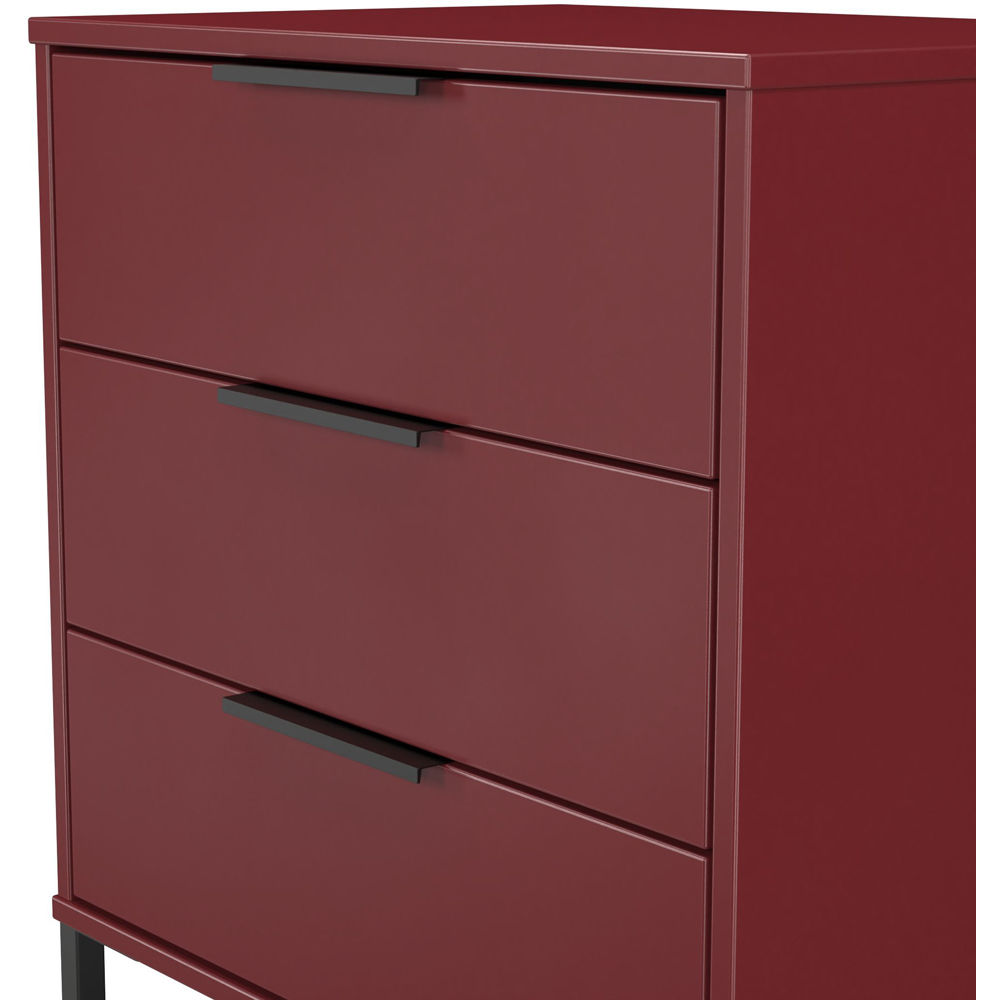 Crowndale Hong Kong 3 Drawer Red Matt Midi Chest of Drawers Ready Assembled Image 4