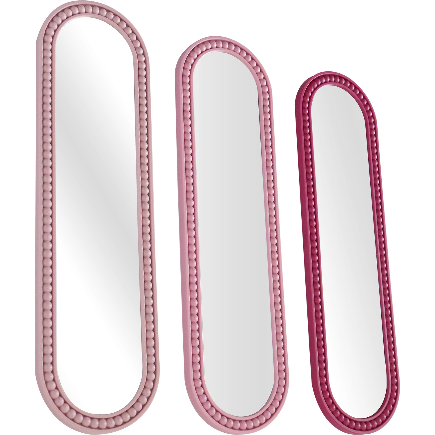 Set of 3 Pink Beaded Mirrors Image 3