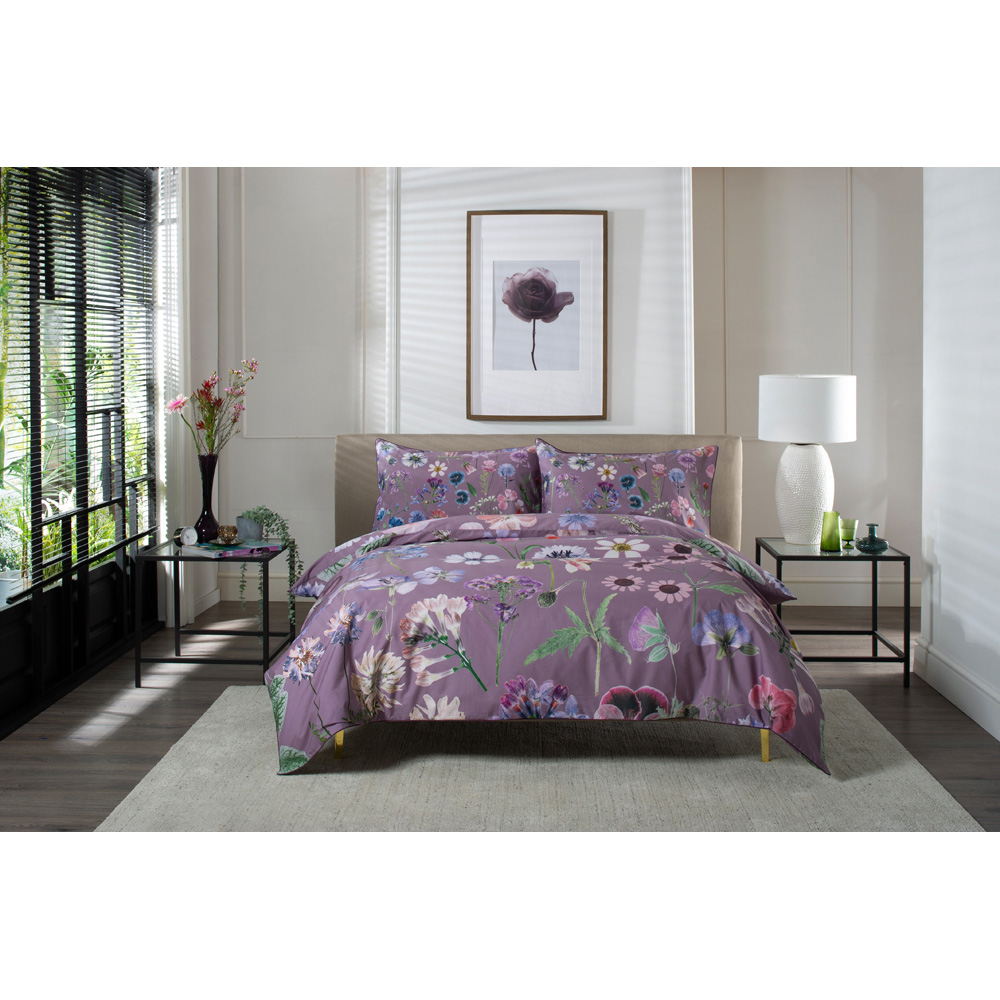 The Lyndon Company Botanical Flower Lilac Single Duvet Set Image 3