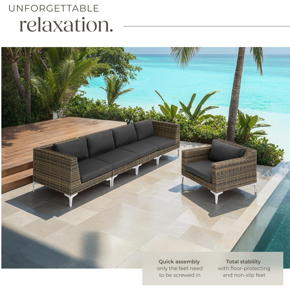 tectake Villanova Rattan Middle Garden Chair with Cushion Image 4