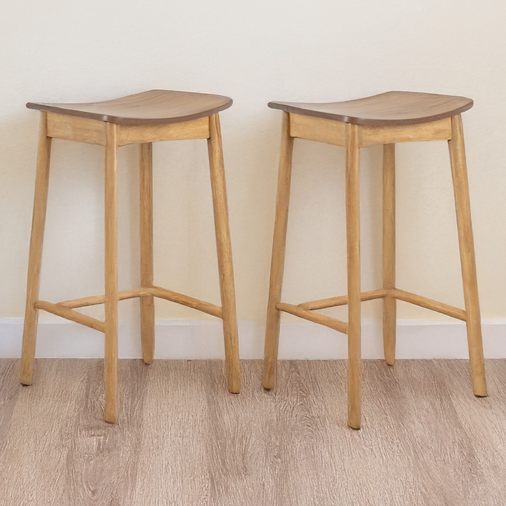Florence Barlow Matt Oak Bar Stool Set of 2 Image 1