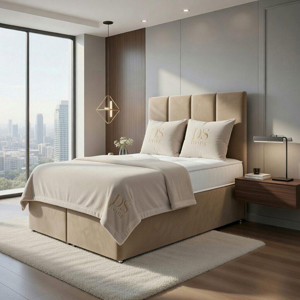 DS Living Harmony Super King Size Coffee Plush Velvet Ottoman Bed Image 4