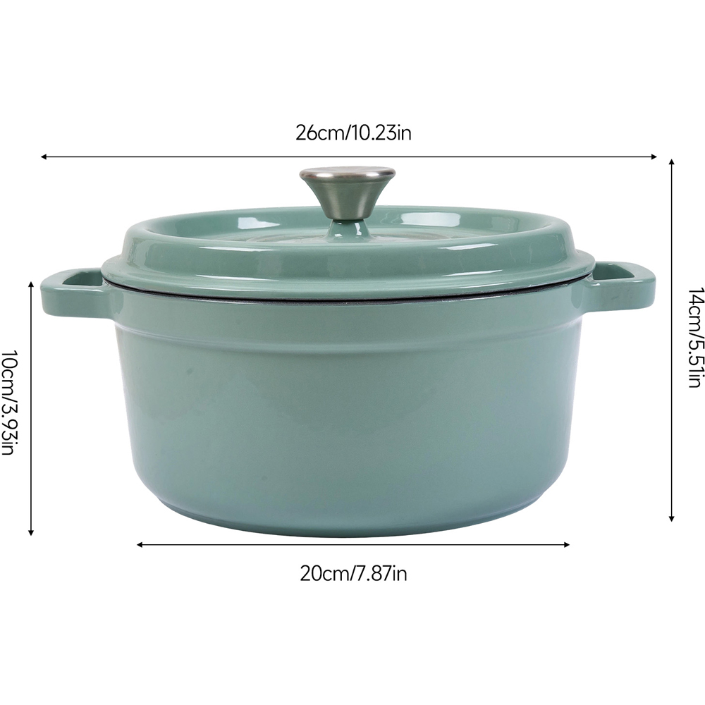 Living and Home 2L Emerald Green Enamelled Cast Iron Dutch Oven Image 8