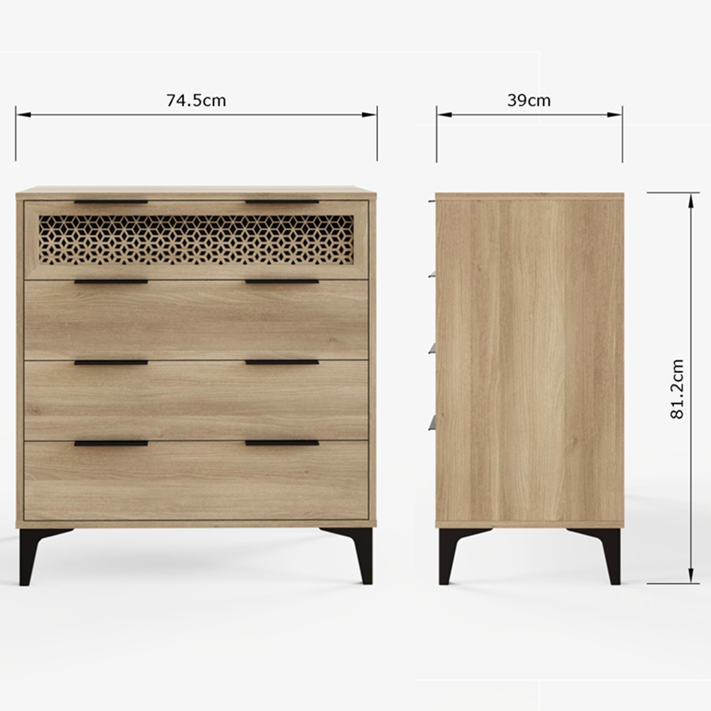 GFW Ezra 4 Drawer Oak Chest of Drawers Image 8