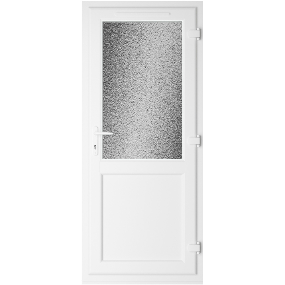 Crystal uPVC Double Glazed White Door Half Glass Half panel Left hand Obscure Glass 840x2090mm Image 2