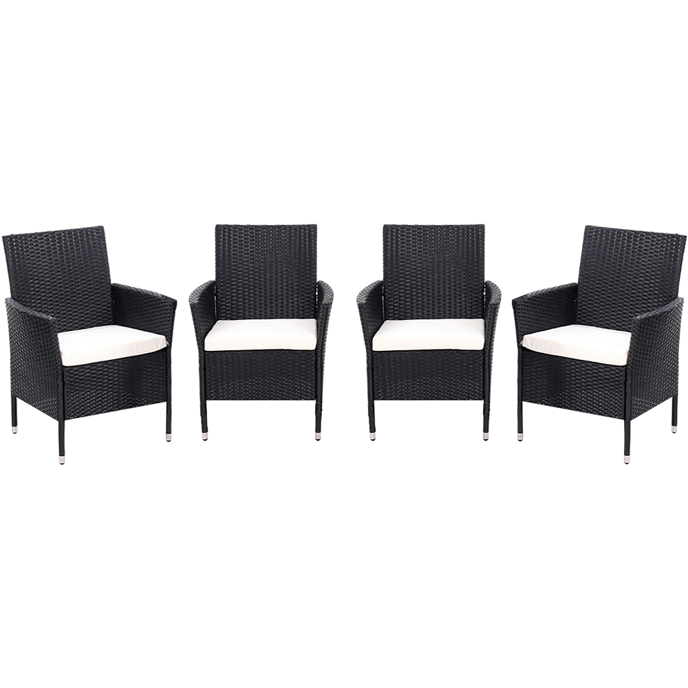 Living and Home Set of 4 Rattan Chair with Cushioned Seat Image 2
