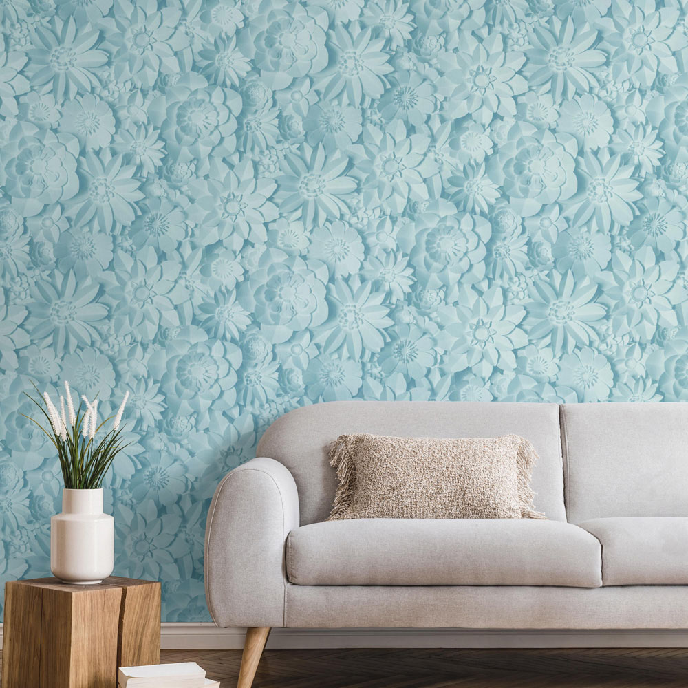 Fine Decor Dimensions Floral Teal Wallpaper Image 5