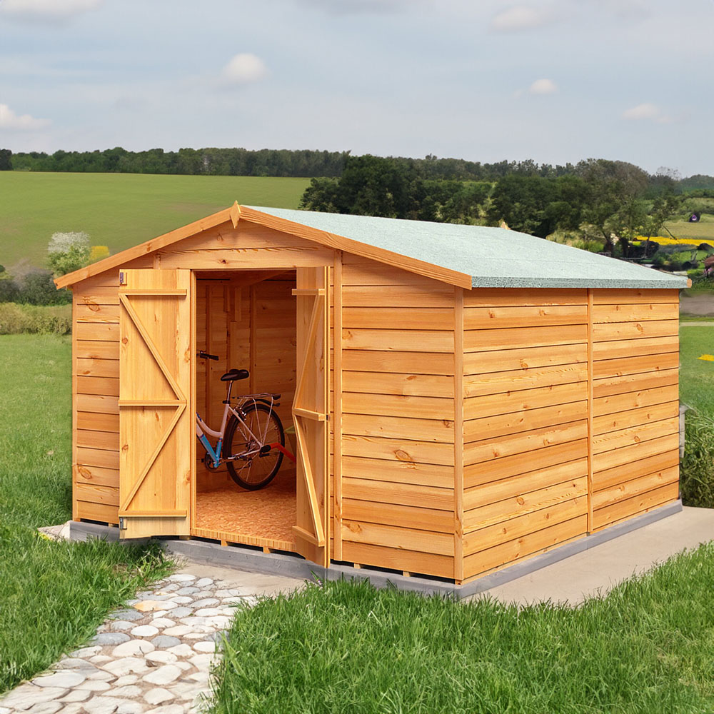 Shire 10 x 10ft Double Door Overlap Apex Wooden Shed Image 1