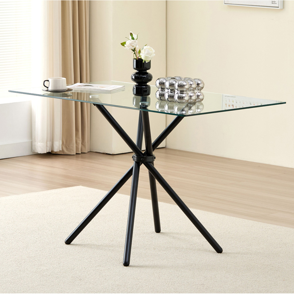 Indoor Living Miami 4 Seater Rectangle Glass Dining Table Image 1