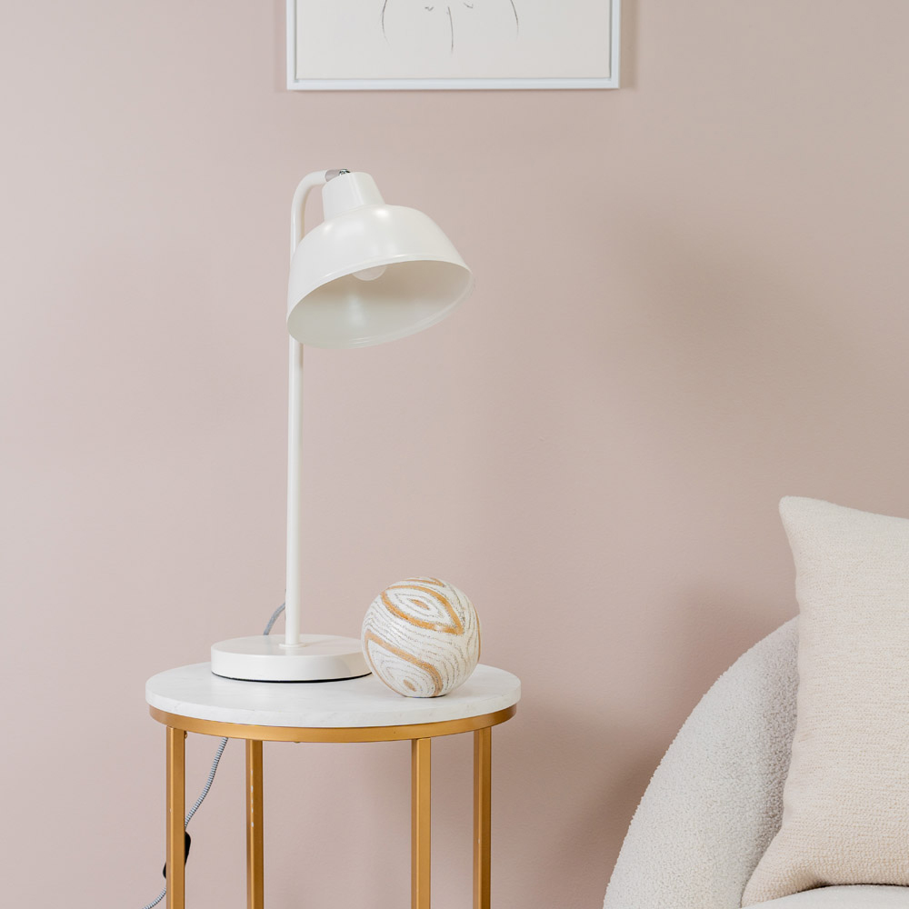 ValueLights Morris White Retro Dome LED Table Lamp Image 3