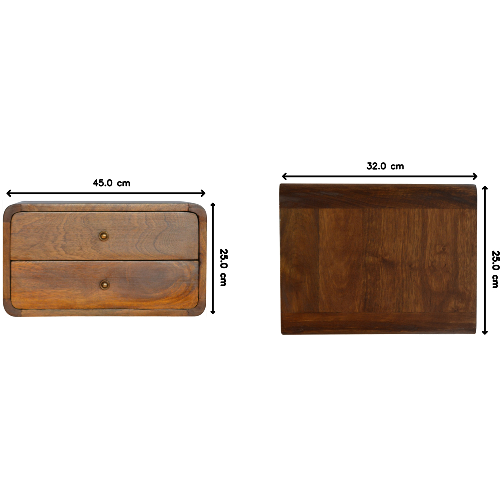 Artisan Furniture Chestnut 2 Drawer Solid Wood Curved Floating Bedside Table Image 8