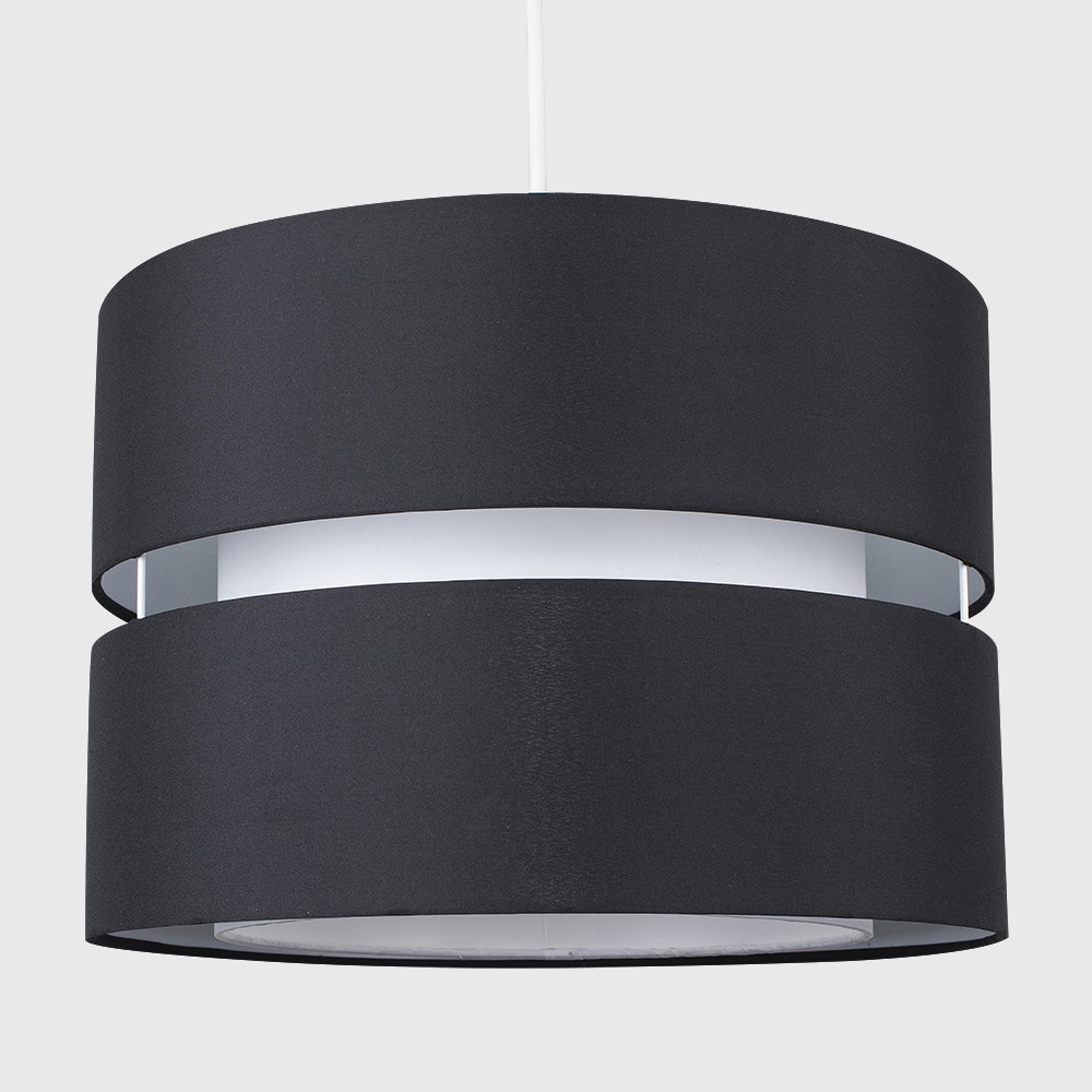 ValueLights Easy Fit Sophia Black with White Inner Large Pendant Shade Image 3