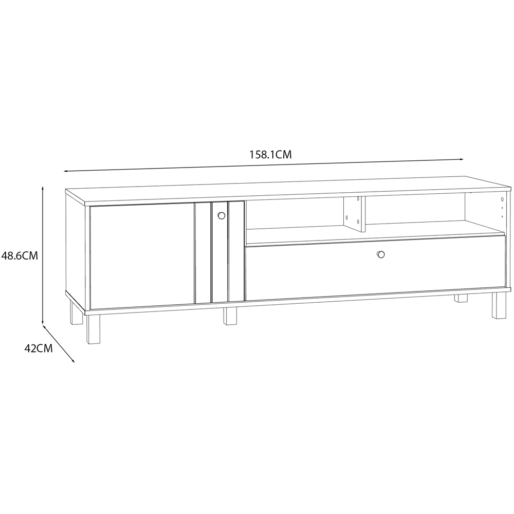 Florence Grafton Single Door Single Drawer 2 Shelf Cream and Oak TV Unit Image 8