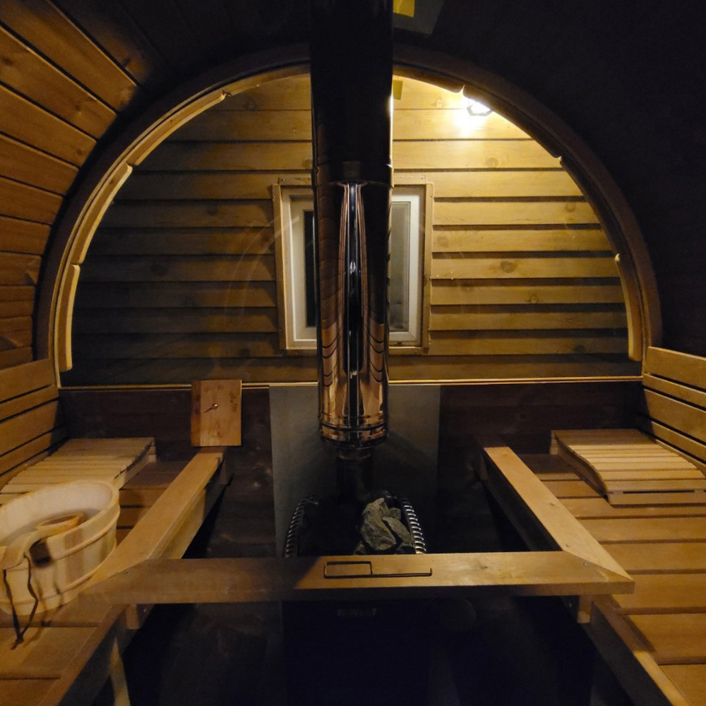 Stjarna Deluxe 280 Black Outdoor Wooden Barrel Sauna 6.8 x 9.1ft Image 3